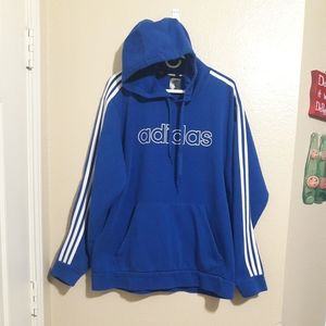adidas Hoodie Jacket Blue 3-Stripes Pull Over Men's Track Warm-up Size XL